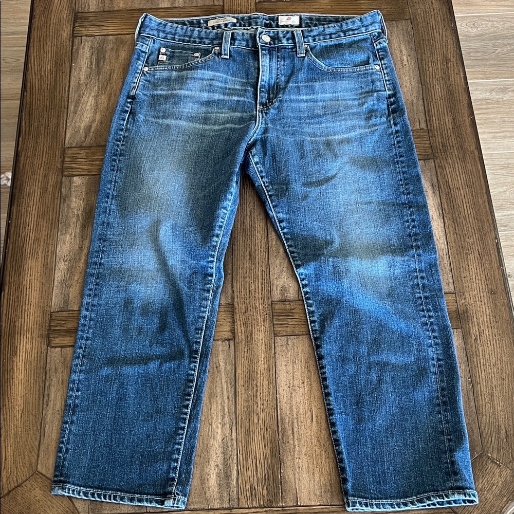 AG Adriano Goldschmied Women's Straight Leg Crop Blue Jeans